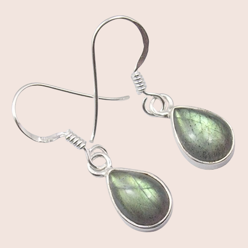 Labradoriet oorhangers 925 zilver